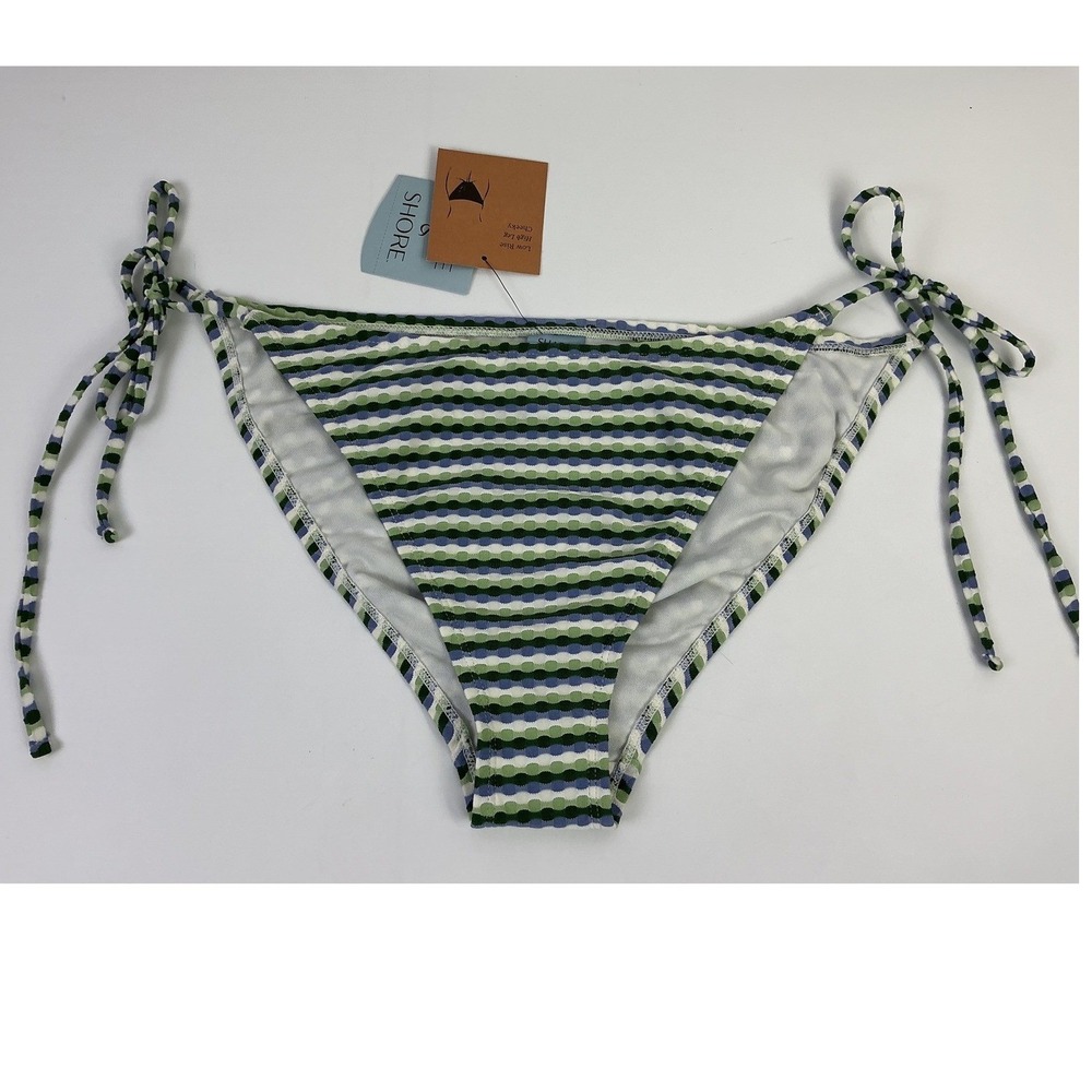 Shade & Shore Low Rise Cheeky Bikini Bottom, Striped Tie Side, Size‎ L